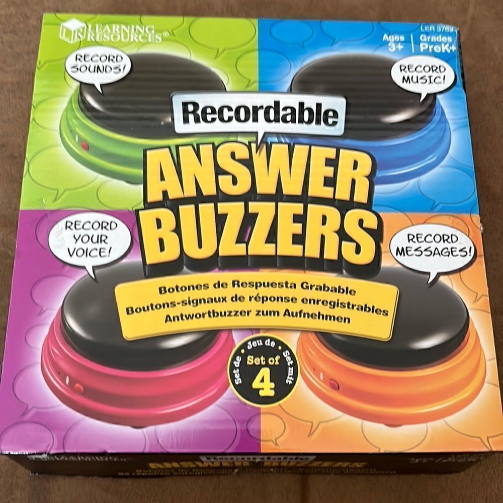 Recordable Answer Buzzers for Classrooms- Teacher supplies- Colorful Set of 4